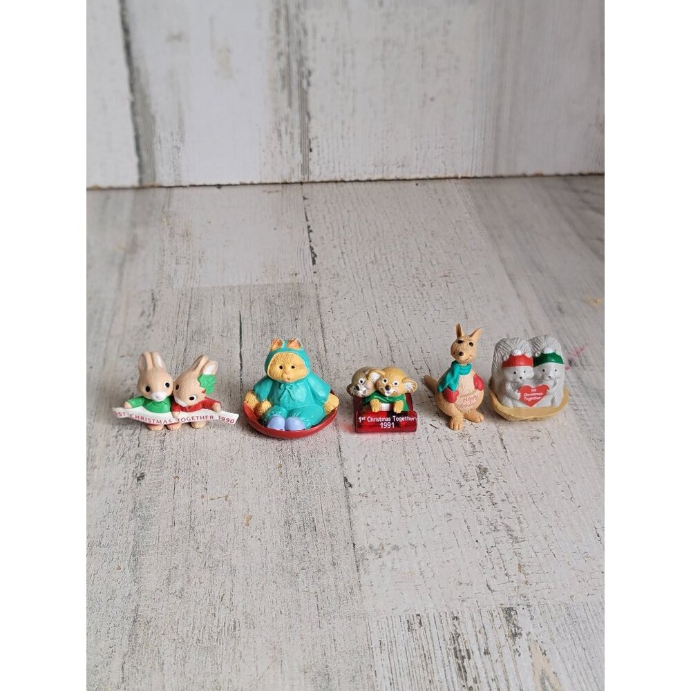 Hallmark merry Miniatures couple first Xmas koala bunnies squirrel‎ set Kangaroo